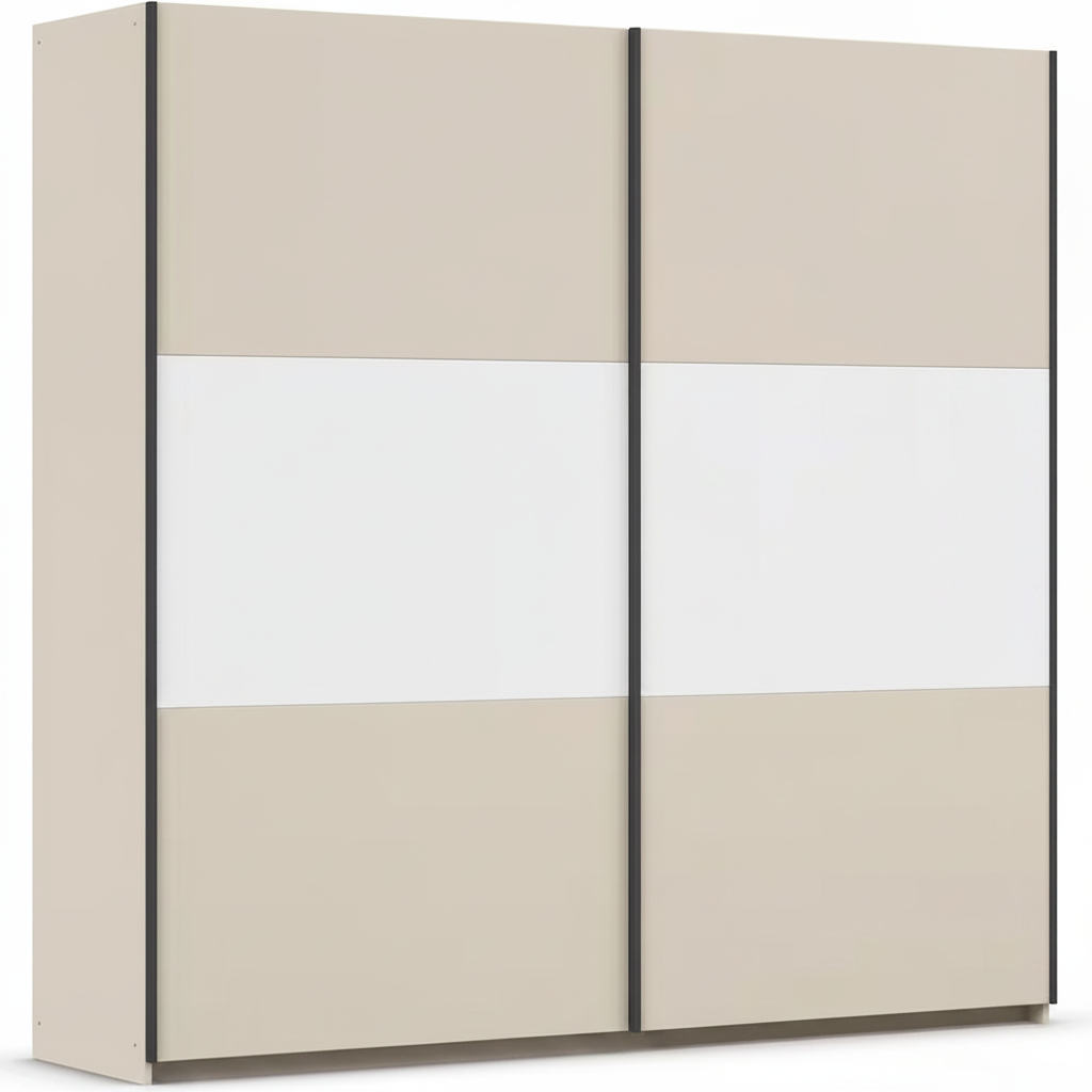 Rauch Neo 2 Door Sliding Wardrobe 218cm in Champagne with White Panels  
