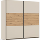 Rauch Neo 2 Door Sliding Wardrobe 218cm in Champagne with Artisan Oak Panels