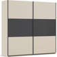 Rauch Neo 2 Door Sliding Wardrobe 218cm in Champagne with Metallic Grey Panels