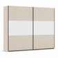 Rauch Neo 2 Door Sliding Wardrobe 261cm in Champagne with White Panels