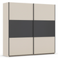 Rauch Neo 2 Door Sliding Wardrobe 261cm in Champagne with Metallic Grey Panels