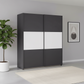 Rauch Neo 2 Door Sliding Wardrobe in Metallic Grey with White Panels styled in a modern room