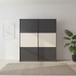 Rauch Neo 2 Door Sliding Wardrobe in Metallic Grey with Champagne Panels styled in a modern room