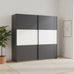 Rauch Neo 2 Door Sliding Wardrobe 218cm in Metallic Grey with White Panels styled in a modern room