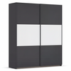 Rauch Neo 2 Door Sliding Wardrobe in Metallic Grey with White Panels