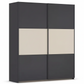 Rauch Neo 2 Door Sliding Wardrobe in Metallic Grey with Champagne Panels 