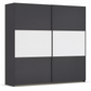 Rauch Neo 2 Door Sliding Wardrobe 218cm in Metallic Grey with White Panels 
