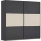 Rauch Neo 2 Door Sliding Wardrobe 218cm in Metallic Grey with Champagne Panels 