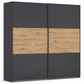 Rauch Neo 2 Door Sliding Wardrobe 218cm in Metallic Grey with Artisan Oak Panels 