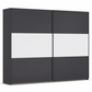 Rauch Neo 2 Door Sliding Wardrobe 261cm in Metallic Grey with White Panels 