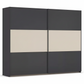 Rauch Neo 2 Door Sliding Wardrobe 261cm in Metallic Grey with Champagne Panels 