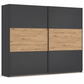 Rauch Neo 2 Door Sliding Wardrobe 261cm in Metallic Grey with Artisan  Panels Oak Panels