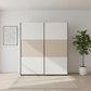 Rauch Neo 2 Door Sliding Wardrobe in White with Champagne panels Front view styled in a modern room