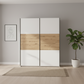Rauch Neo 2 Door Sliding Wardrobe in White with Artisan Oak panels Front view styled in a modern room
