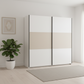 Rauch Neo 2 Door Sliding Wardrobe 218cm in White with Champagne panels styled in a modern room