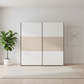Rauch Neo 2 Door Sliding Wardrobe 218cm in White with Champagne panels Front view styled in a modern room