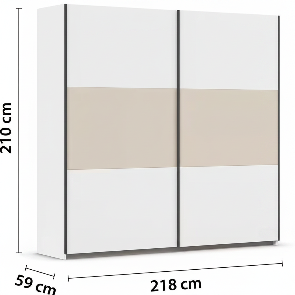 Rauch Neo 2 Door Sliding Wardrobe 218cm in White with Champagne Dimensions