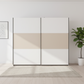 Rauch Neo 2 Door Sliding Wardrobe 261cm in White with Champagne panels Front view styled in a modern room
