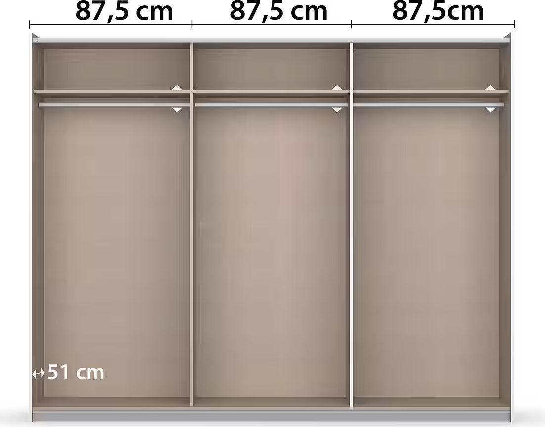 Rauch Neo 2 Door Sliding Wardrobe 261cm Internal Compartments