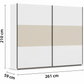 Rauch Neo 2 Door Sliding Wardrobe 261cm in White with Champagne Dimensions