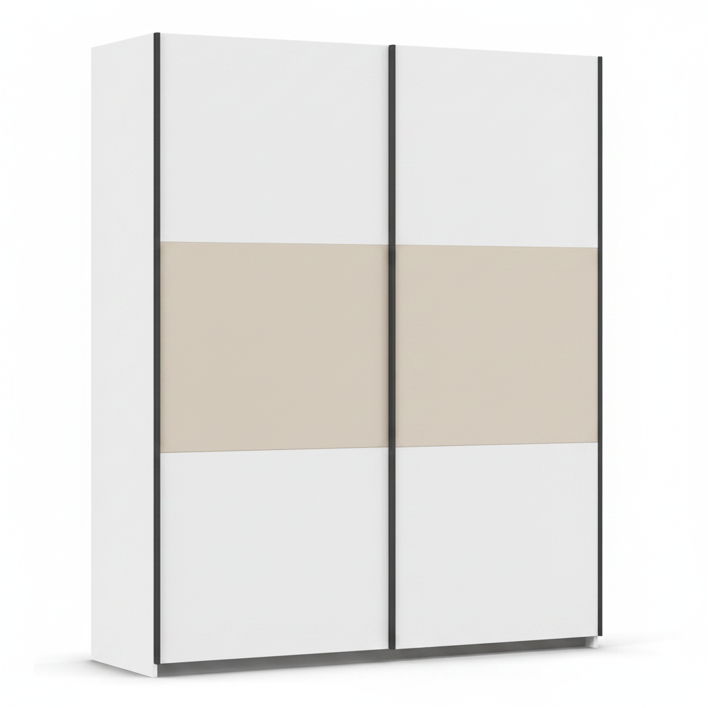 Rauch Neo 2 Door Sliding Wardrobe 175cm in White with Champagne panels 
