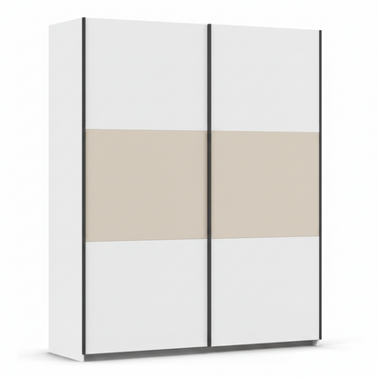 Rauch Neo 2 Door Sliding Wardrobe 175cm in White with Champagne panels 