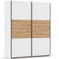 Rauch Neo 2 Door Sliding Wardrobe 175cm in White with Artisan Oak panels 