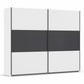 Rauch Neo 2 Door Sliding Wardrobe 261cm in White with Metallic Grey panels 