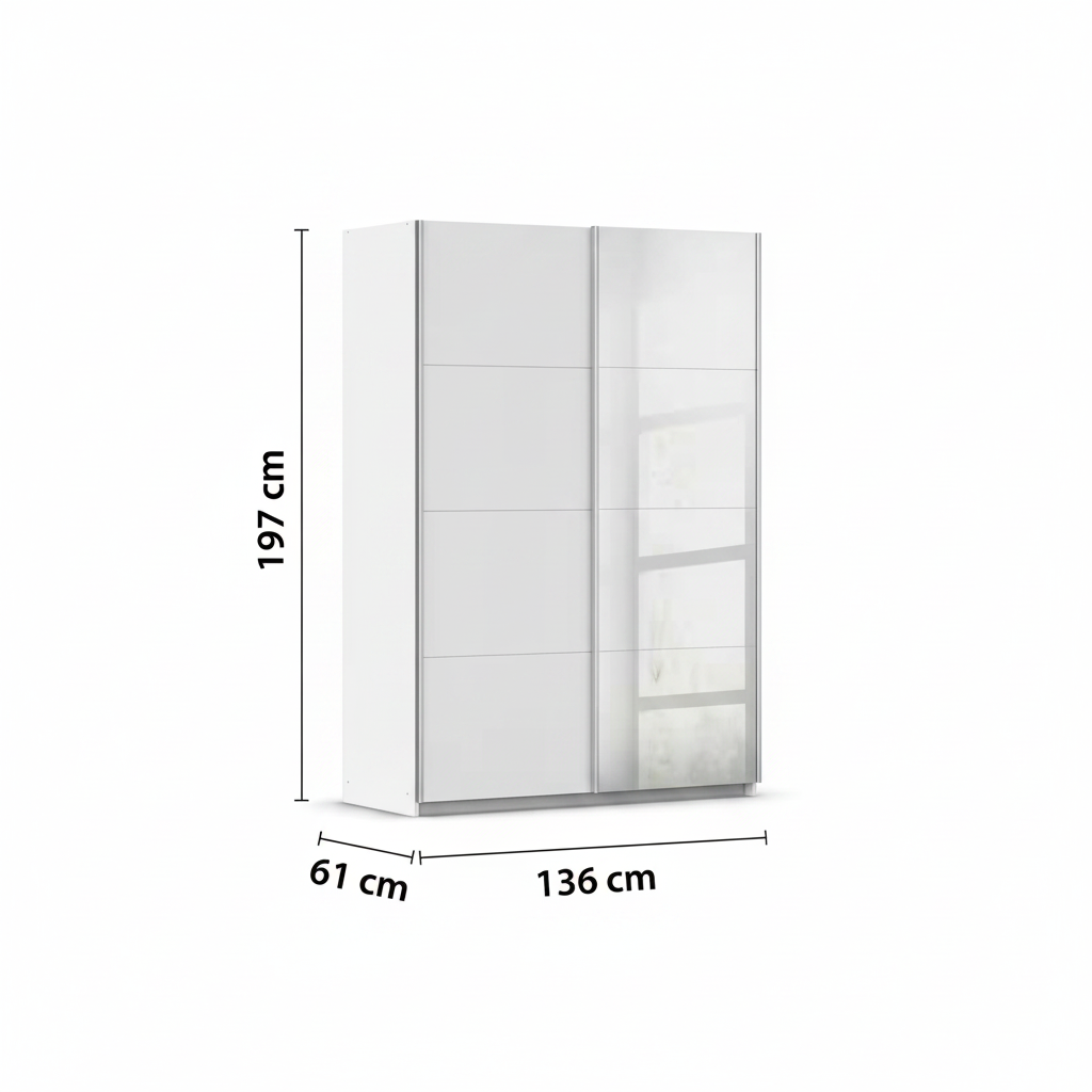 Rauch Subito 136cm 1 Decor Door & 1 Mirror Sliding Door Wardrobe Dimensions
