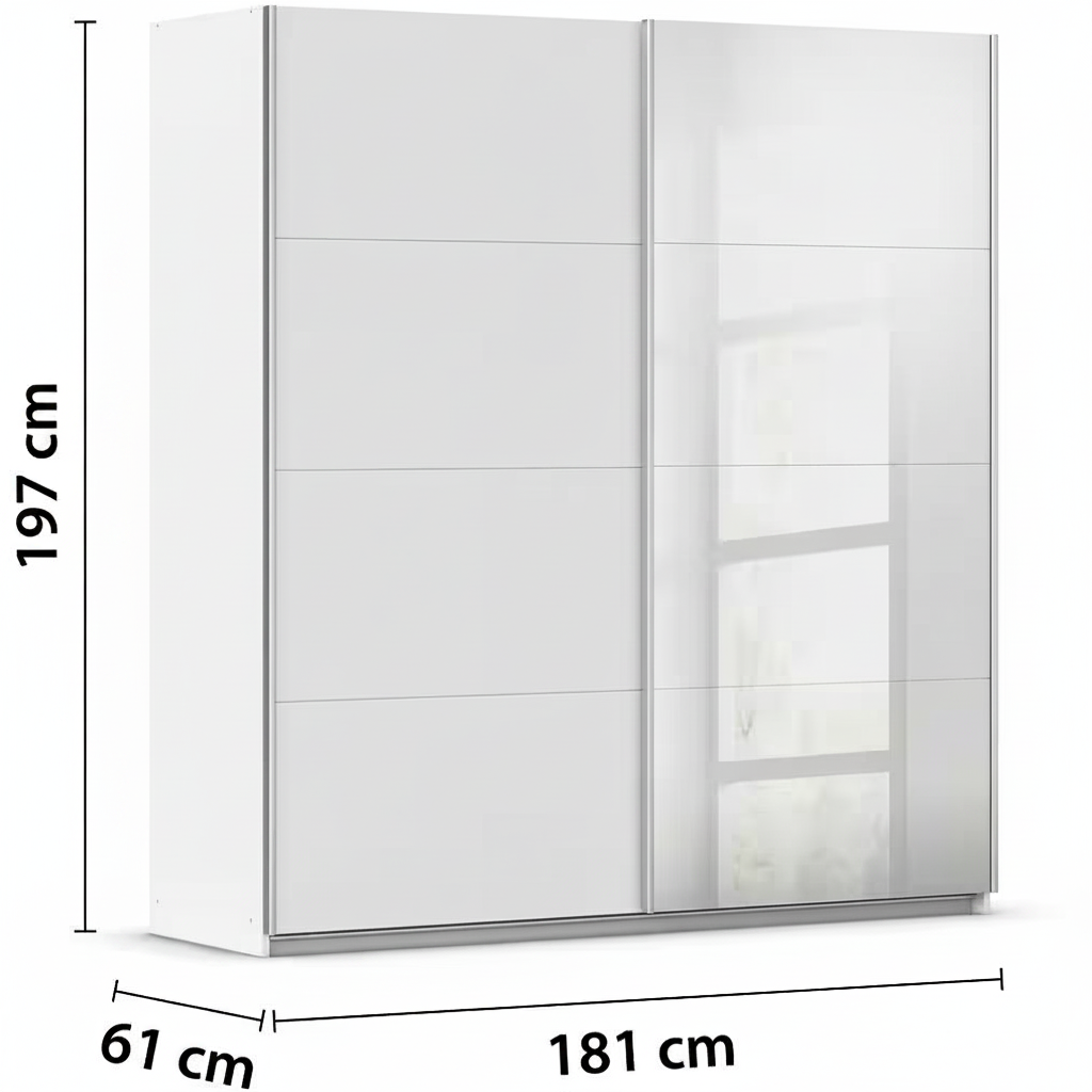 Rauch Subito 181cm 1 Decor Door & 1 Mirror Sliding Door Wardrobe Dimensions