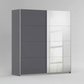 Rauch Subito 181cm 1 Decor Door & 1 Mirror Sliding Door Wardrobe in Metallic Grey