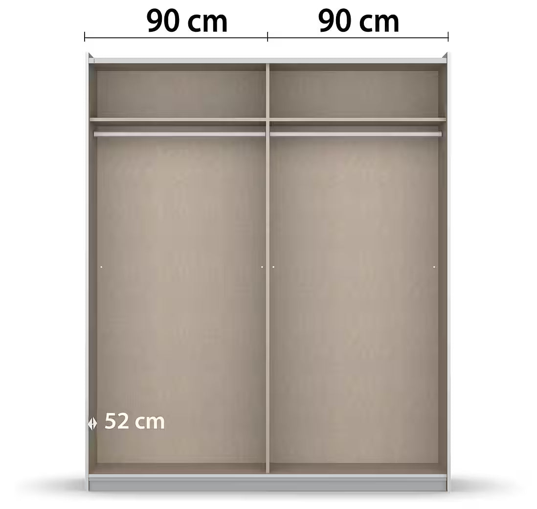 Rauch Subito 181cm 1 Decor Door & 1 Mirror Sliding Door Wardrobe internal compartments