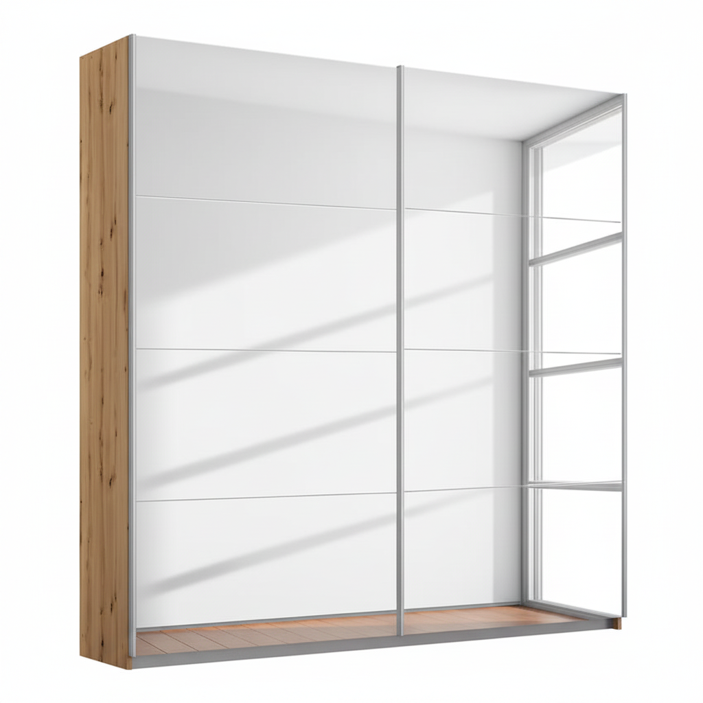 Rauch Subito 2 Door Full Mirror Sliding Door Wardrobe in Artisan Oak