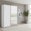 Rauch Subito 1 Decor Door & 1 Mirror Sliding Door Wardrobe in Alpine styled in a modern bedroom