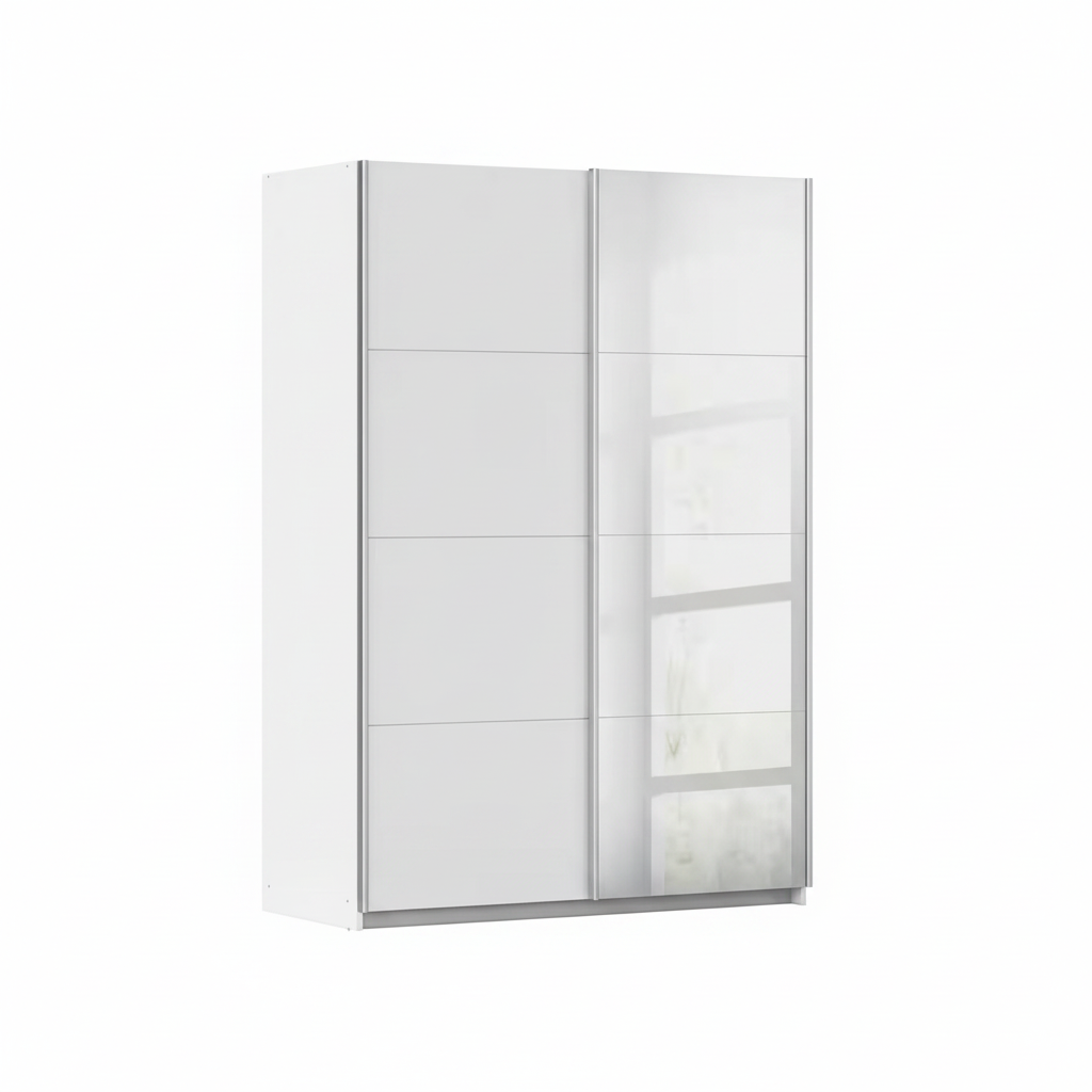 Rauch Subito 1 Decor Door & 1 Mirror Sliding Door Wardrobe in Alpine White