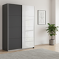Rauch Subito 1 Decor Door & 1 Mirror Sliding Door Wardrobe in Mettalic Grey styled in a modern bedroom