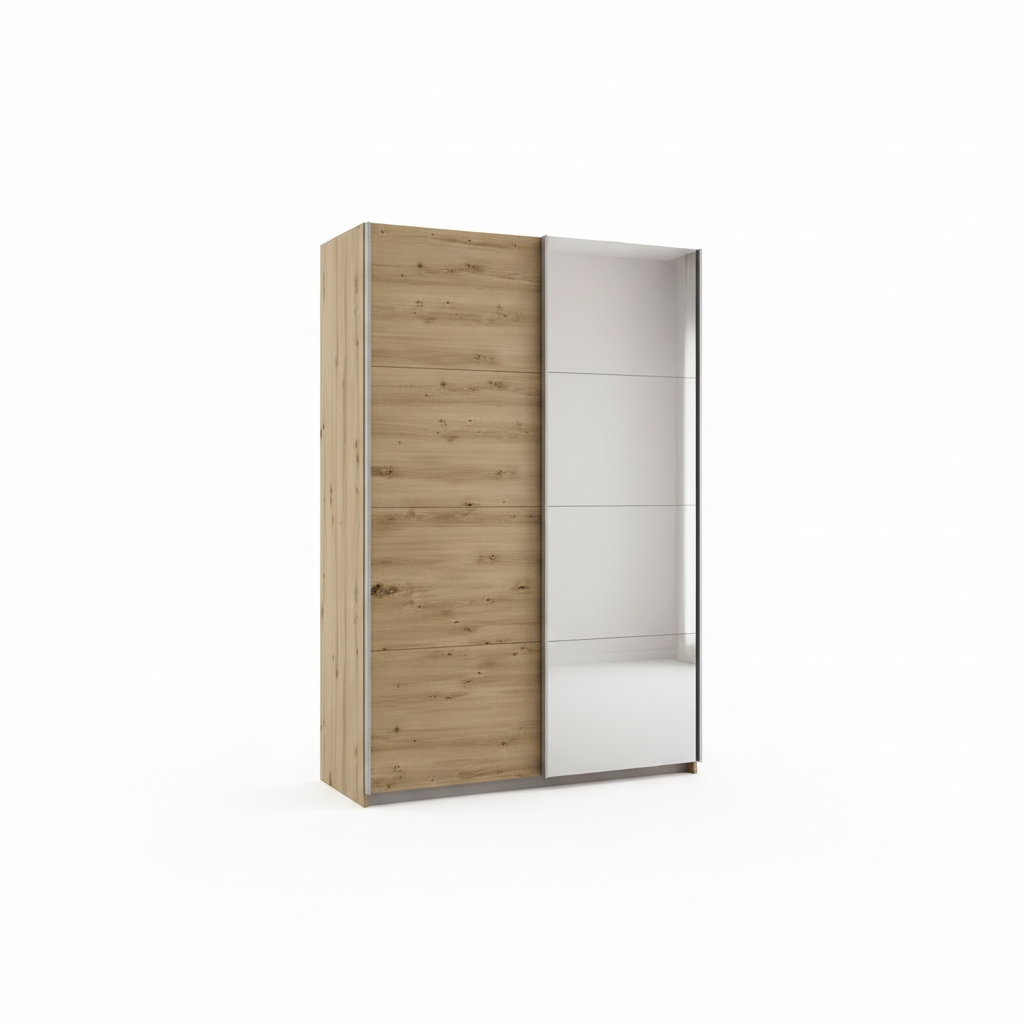 Rauch Subito 1 Decor Door & 1 Mirror Sliding Door Wardrobe in Oak
