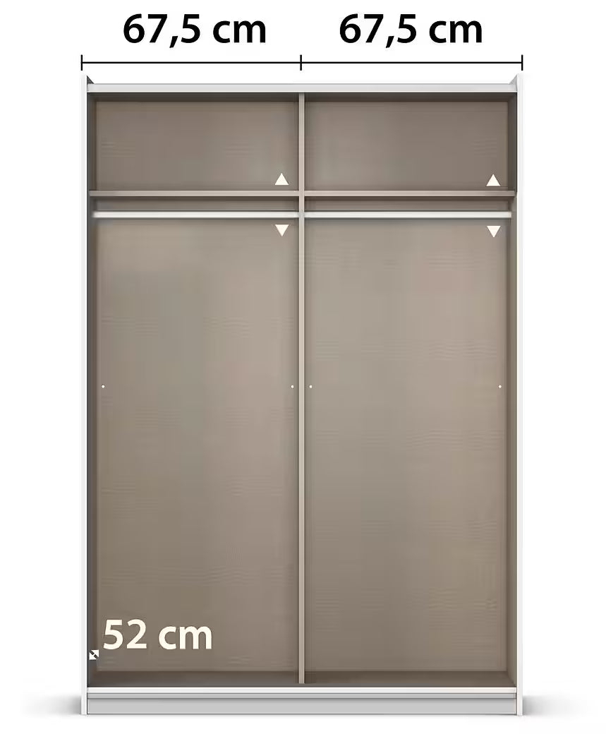 Rauch Subito 136cm 1 Decor Door & 1 Mirror Sliding Door Wardrobe internal compartments
