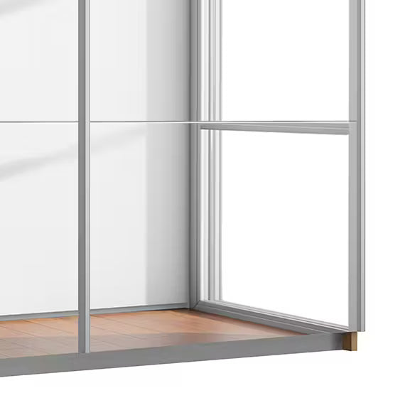 Rauch Subito 2 Door Full Mirror Sliding Door Wardrobe bottom closeup view