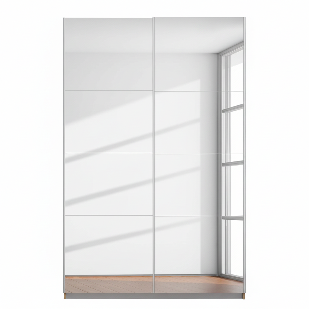 Rauch Subito 2 Door Full Mirror Sliding Door Wardrobe in Alpine White front view