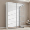 Rauch Subito 2 Door Full Mirror Sliding Door Wardrobe in Alpine White Cracase styled in a bedroom