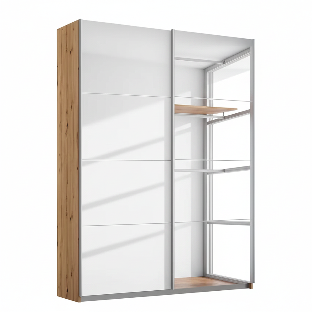 Rauch Subito 2 Door Full Mirror Sliding Door Wardrobe in Artisan Oak