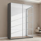 Rauch Subito 2 Door Full Mirror Sliding Door Wardrobe in Graphite Cracase styled in a bedroom