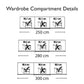 Wiemann Regen Bianco Oak 3 Door Sliding Wardrobe With Mirror - Compartment Details