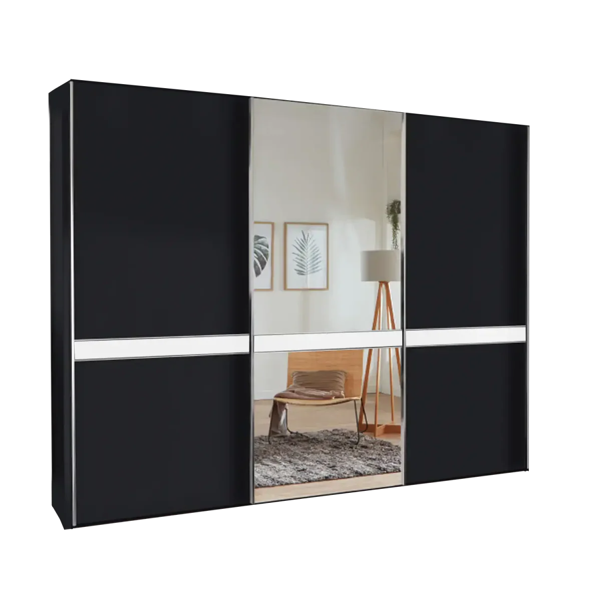 Wiemann Regen Graphite 3 Door Sliding Wardrobe With Mirror 