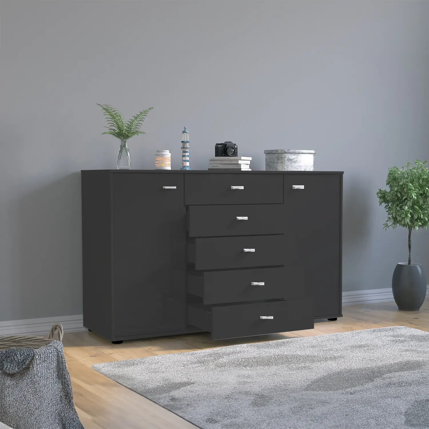 Wiemann Regen Graphite 3 Door Sliding Wardrobe With Mirror 
