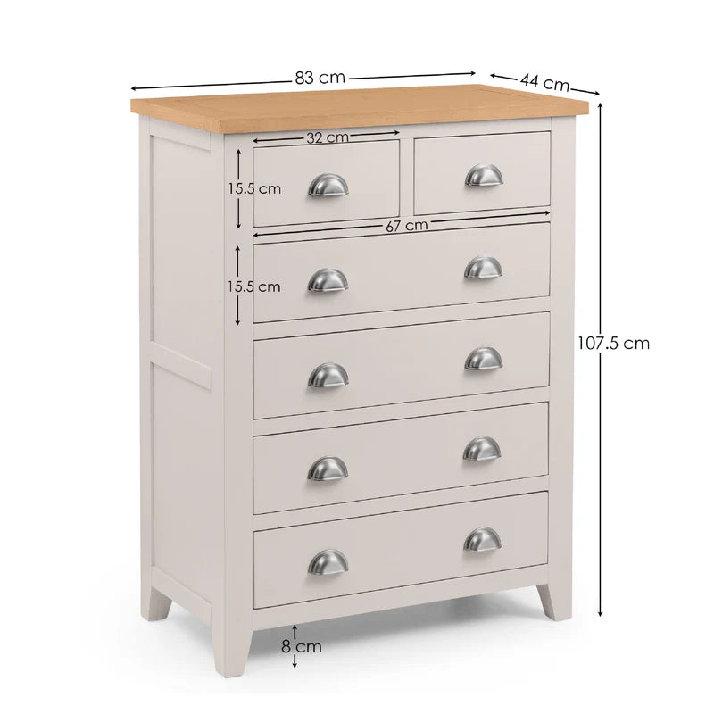Richmond 4+2 Drawer Chest - Dimensions