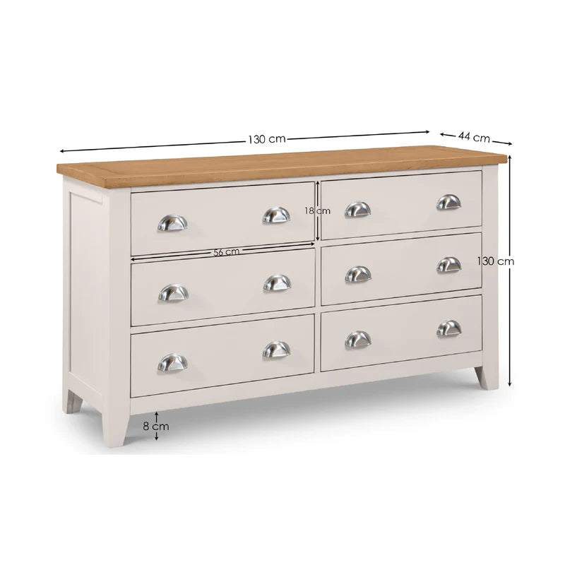 Richmond 6 Drawer Wide Chest - Dimensions