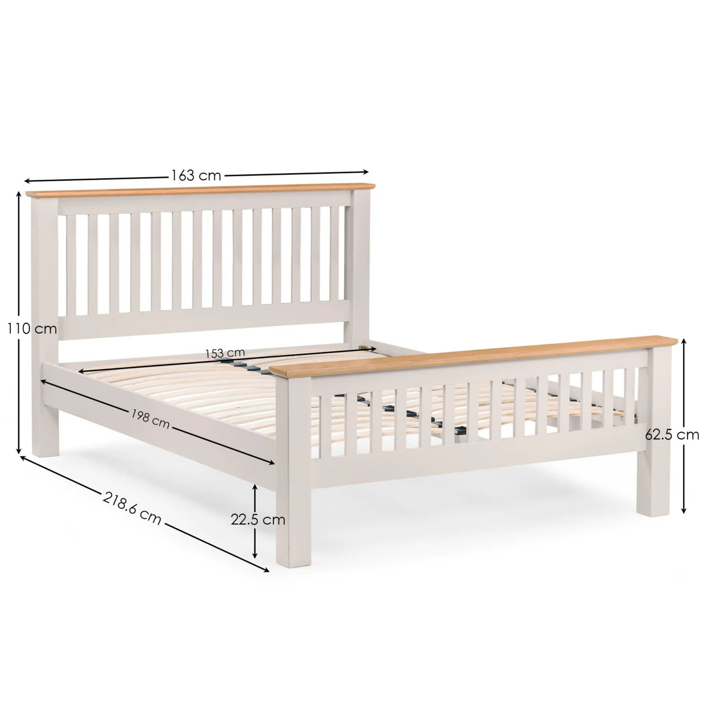 Richmond High Footend 135cm Double Bed - Dimensions