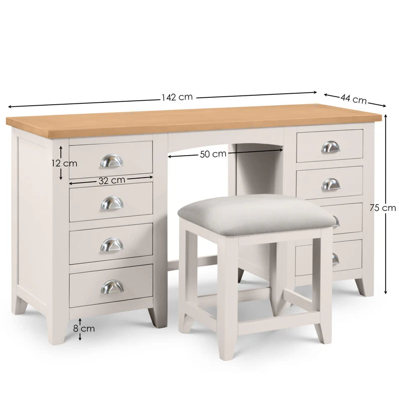 Richmond Twin Pedestal Dressing Table - Dimensions